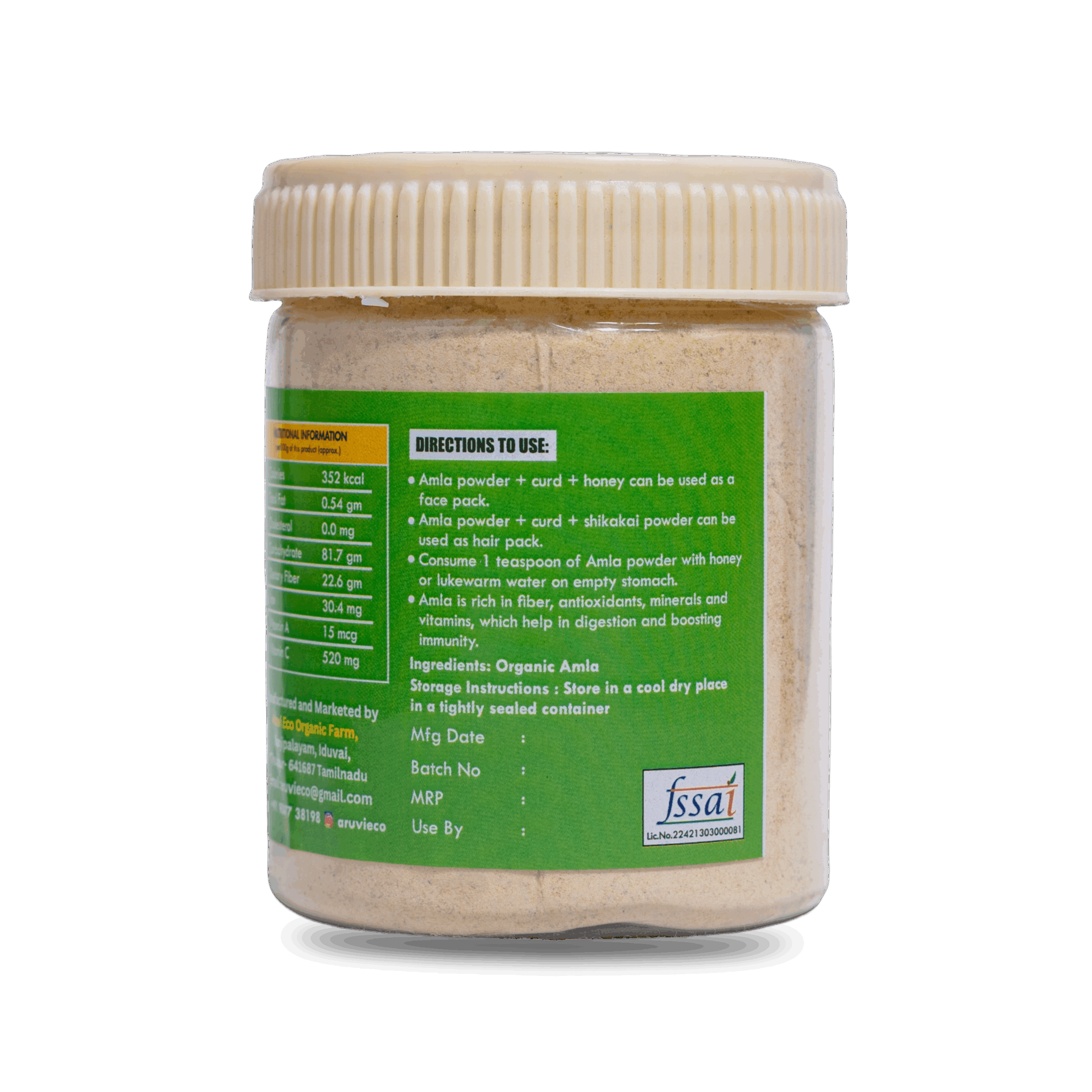 Pure Amla Powder (125g) - 100% Natural, Directly Produced from Our Farm, No Artificial Flavors or Colors, No Preservatives - Image 3